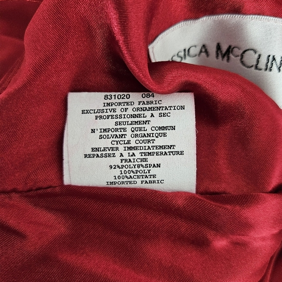 Jessica McClintock Bubble Dress Red One Shoulder Ruffle Satin Knit 10 - Picture 11 of 11